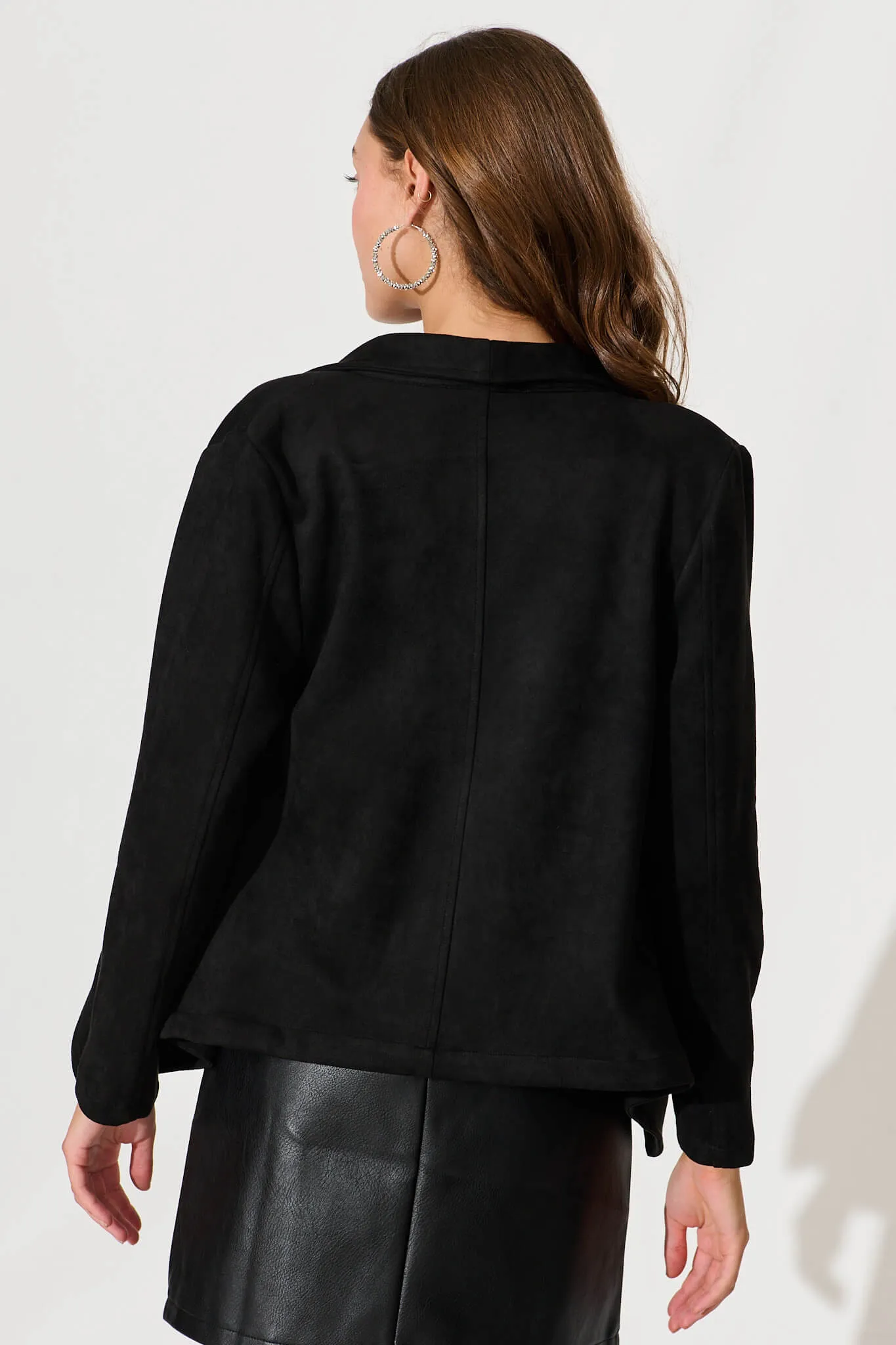 Inspired Jacket In Black Suedette