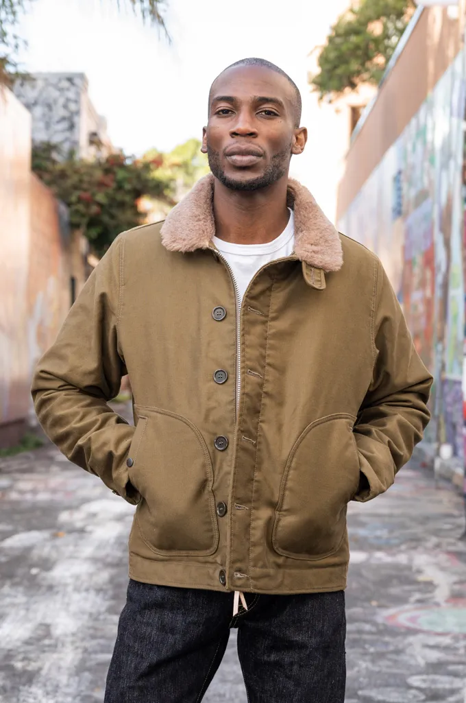 Iron Heart Alpaca-Lined N-1 Deck Jacket - Olive