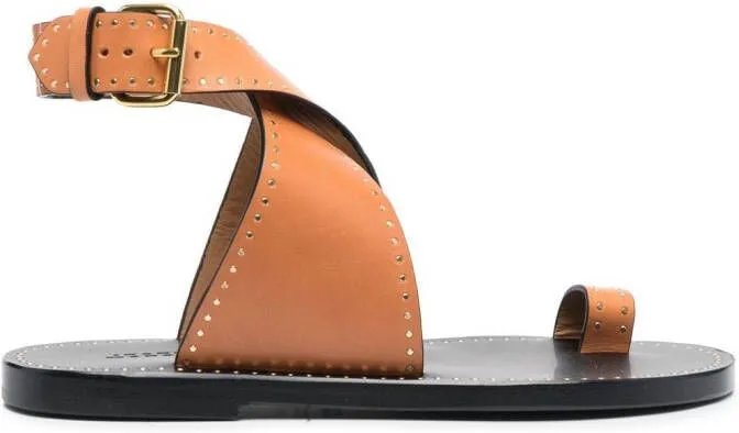 ISABEL MARANT cross-strap studded sandals Neutrals
