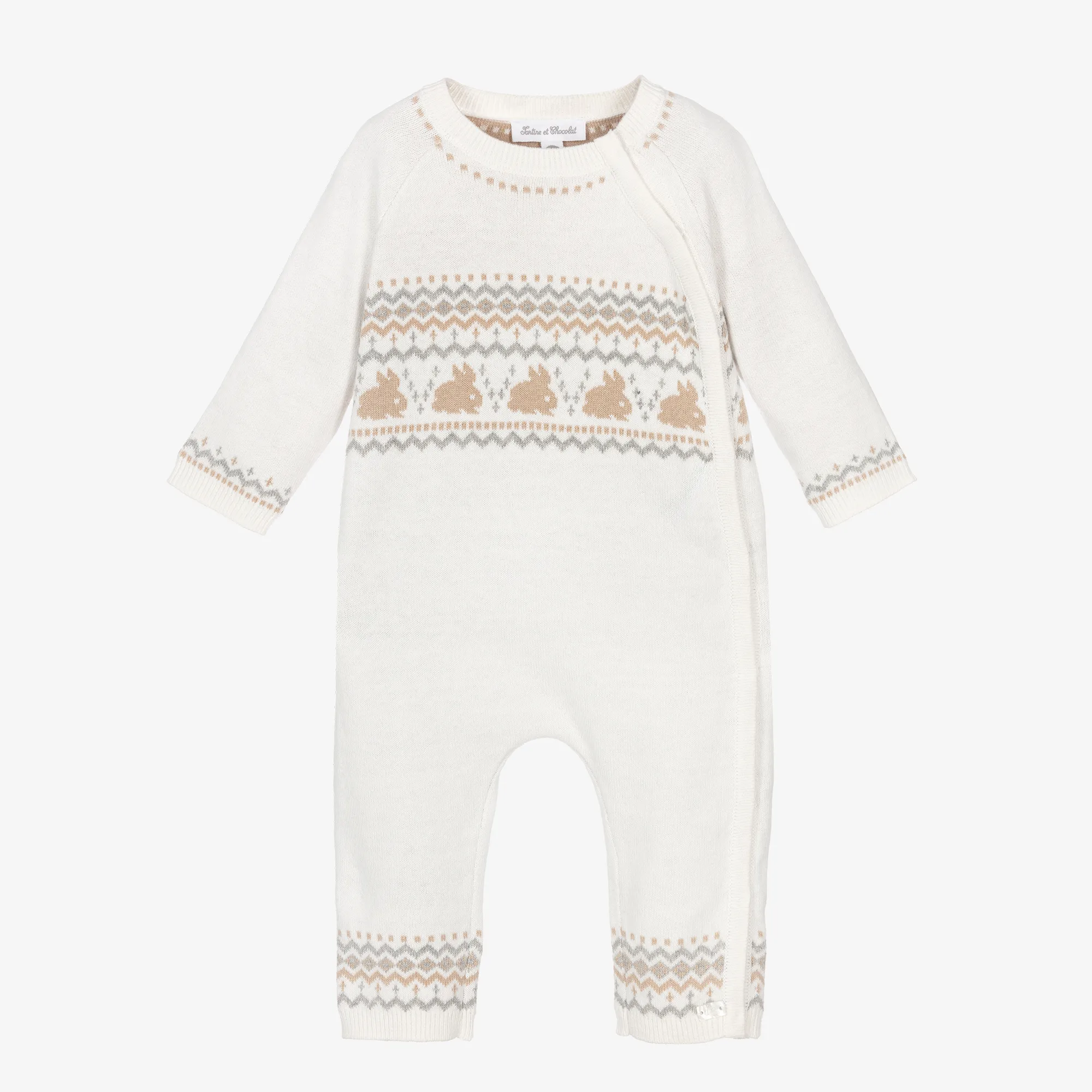Ivory Knitted Cotton & Cashmere Romper