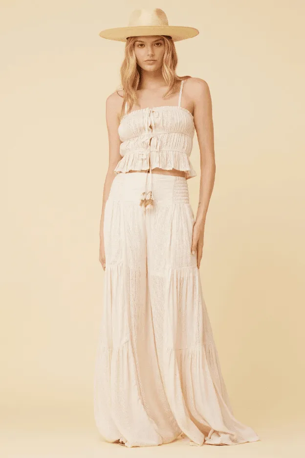 Ivory Lightweight Texture Ruffle Tank