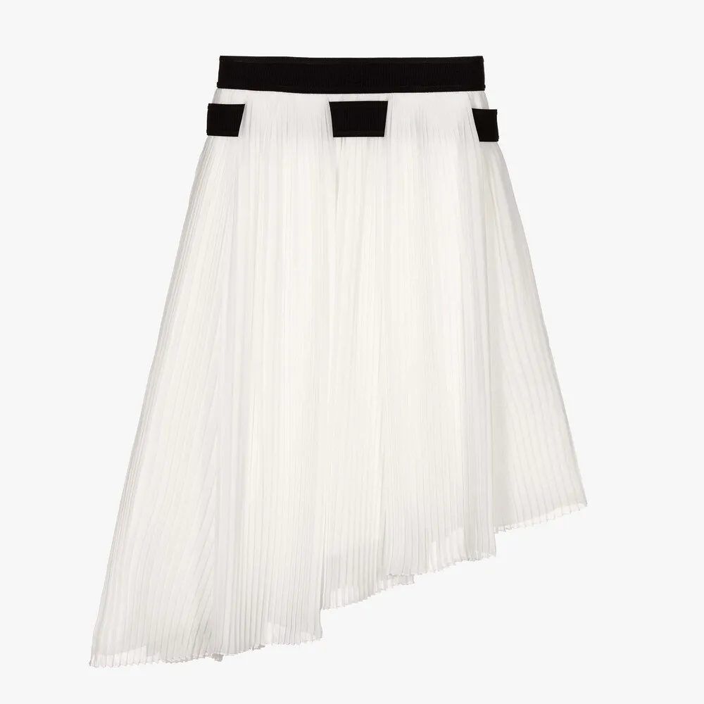 Ivory Pleated Chiffon Skirt