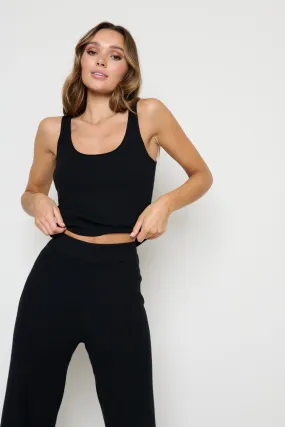 Ivy Scoop Ribbed Vest - Black