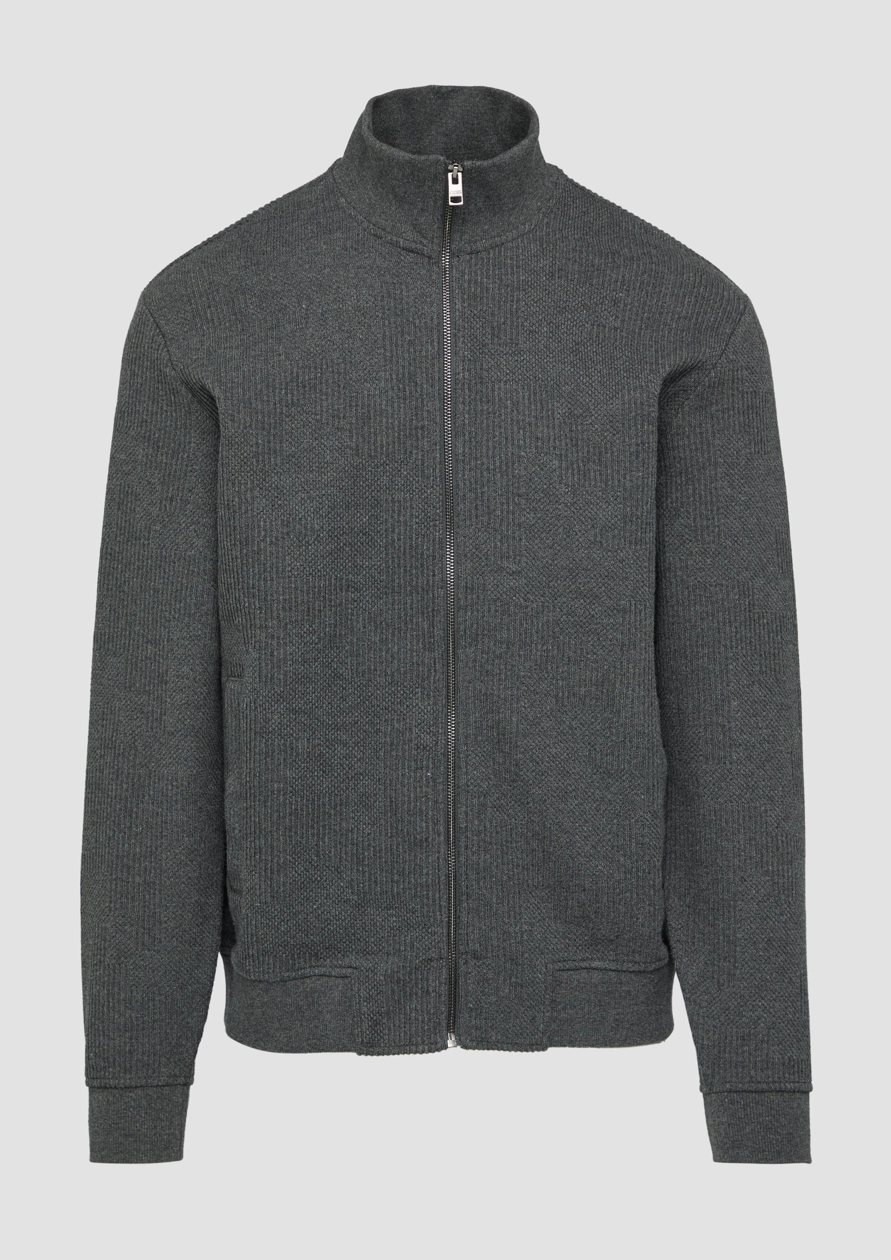 Jacquard sweatshirt jacket in a knitted look