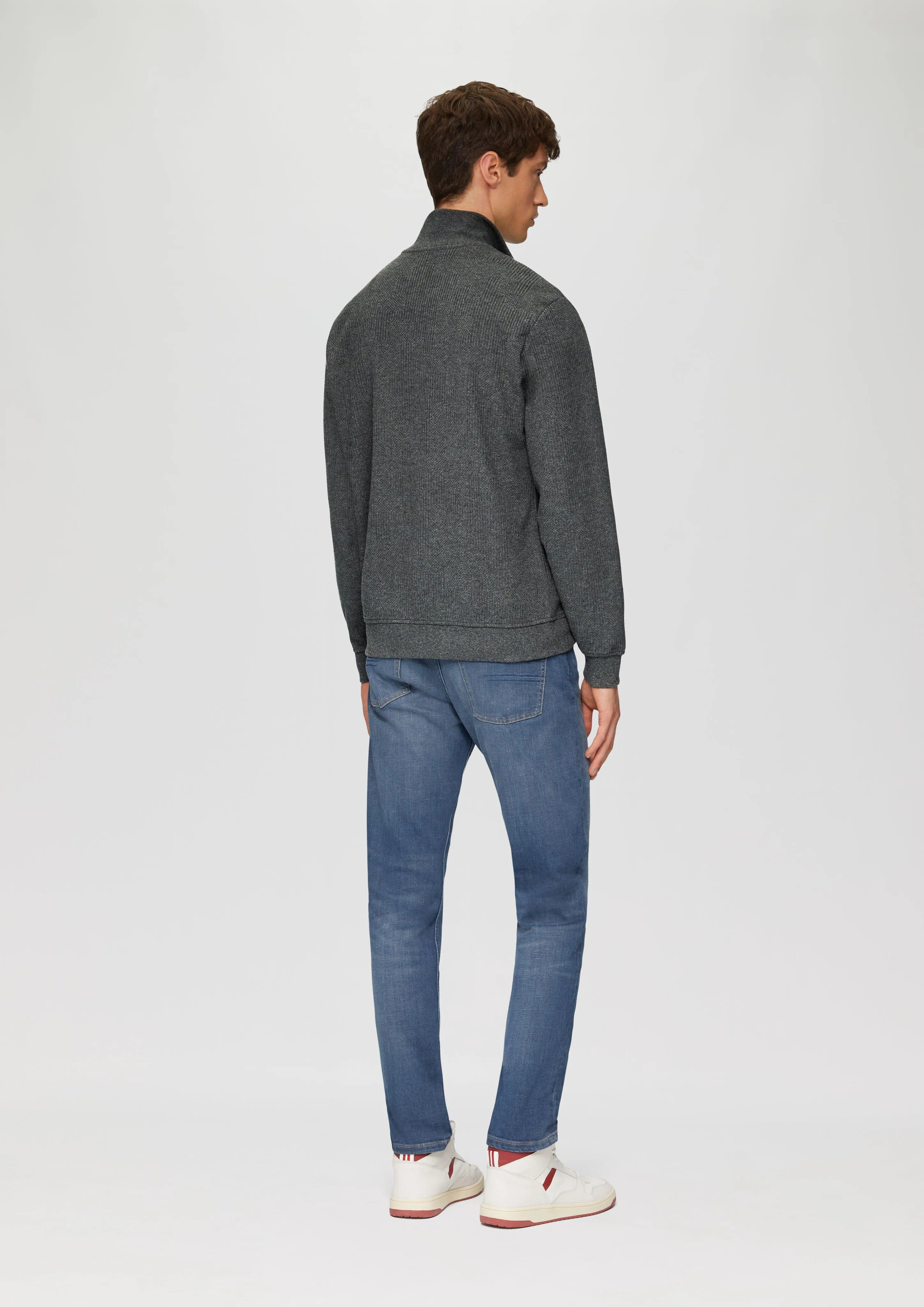 Jacquard sweatshirt jacket in a knitted look