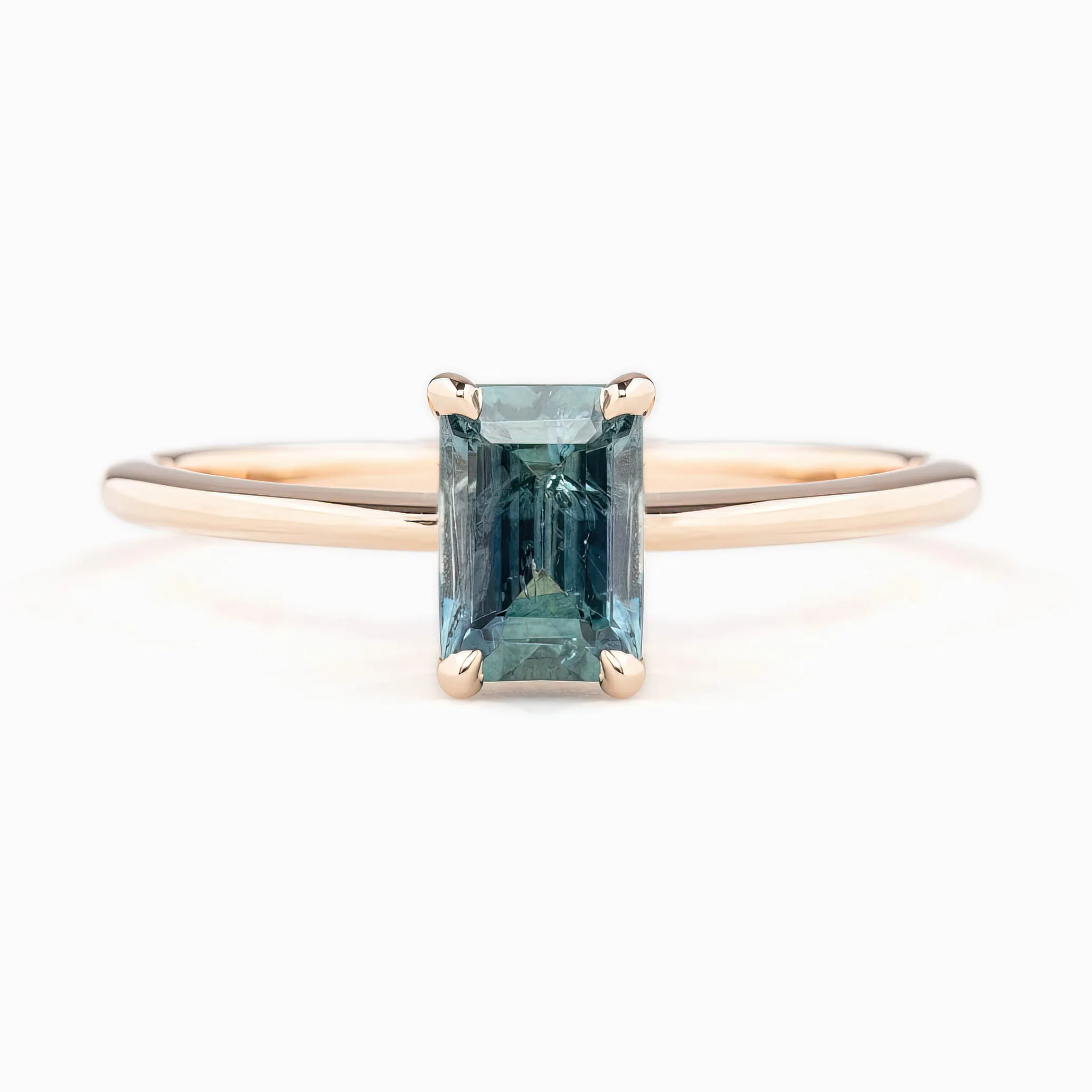 Jane Ring 1.04ct Blue Green Montana Sapphire, 14k Rose Gold (One of a kind)