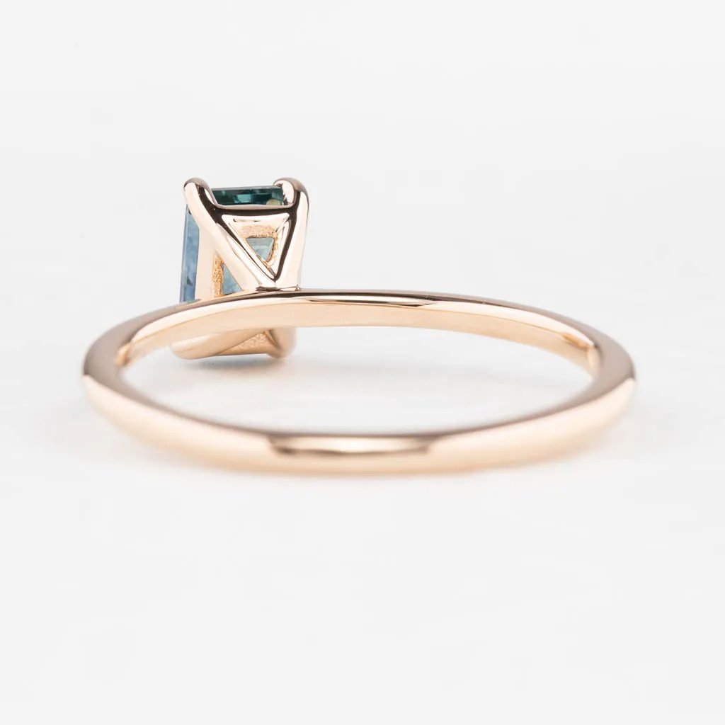 Jane Ring 1.04ct Blue Green Montana Sapphire, 14k Rose Gold (One of a kind)