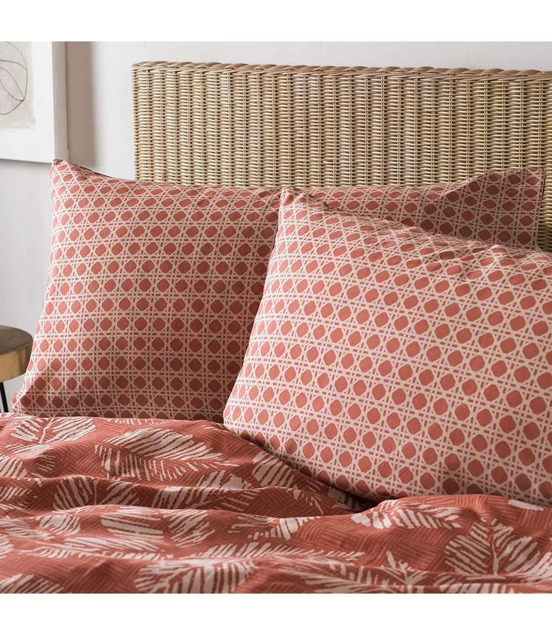 Japandi duvet cover set blush red Furn