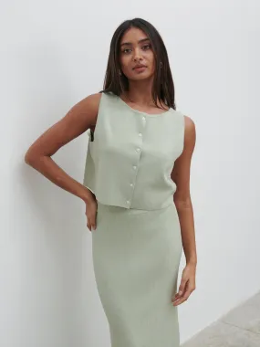 Jasmin Knit Waistcoat - Green Marl