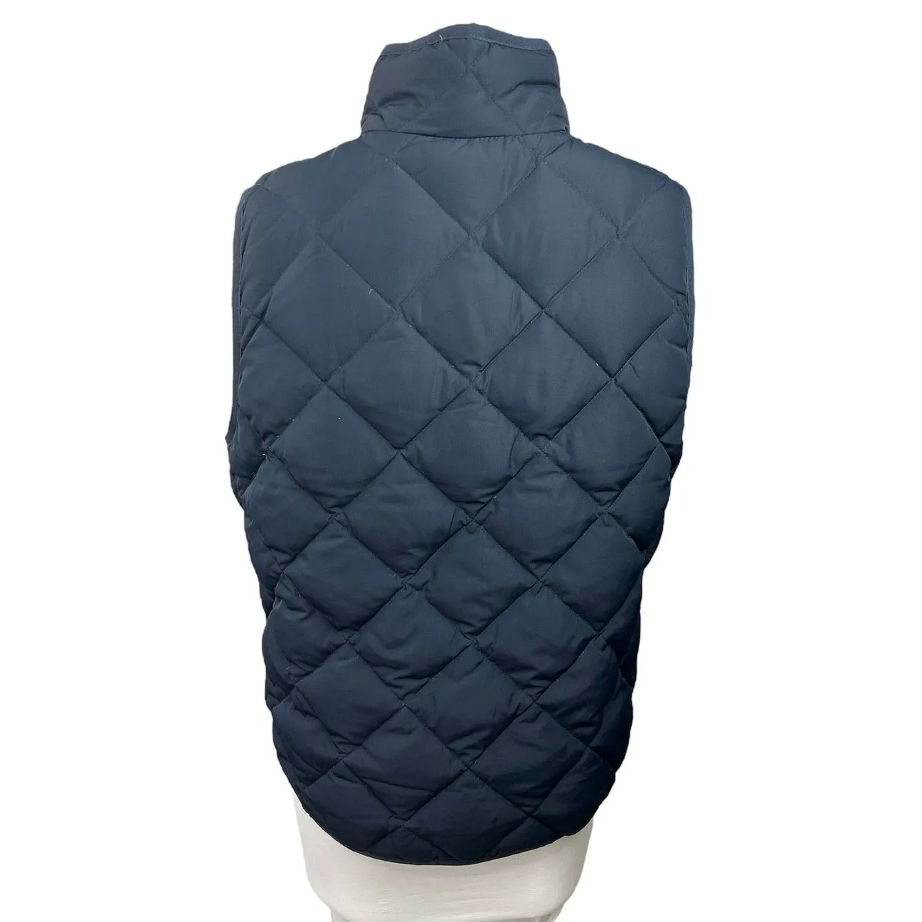 J.Crew Women's Blue Down Fill Quilted High Neck Sleeveless Vest Puffer Jacket M