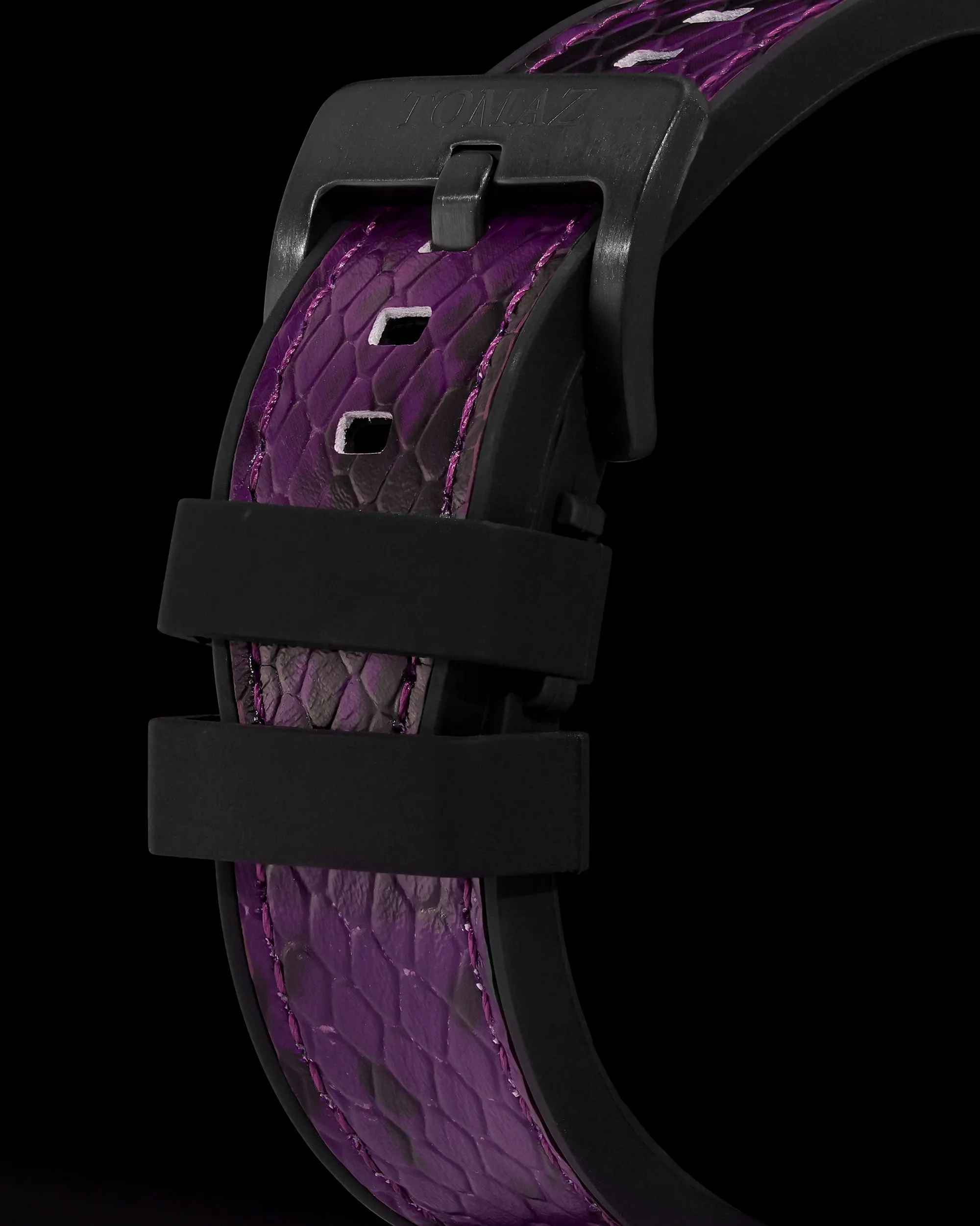 Jezper TQ021B-D11 (Black) with Purple Green Swarovski (Purple Salmon Rubber Strap)