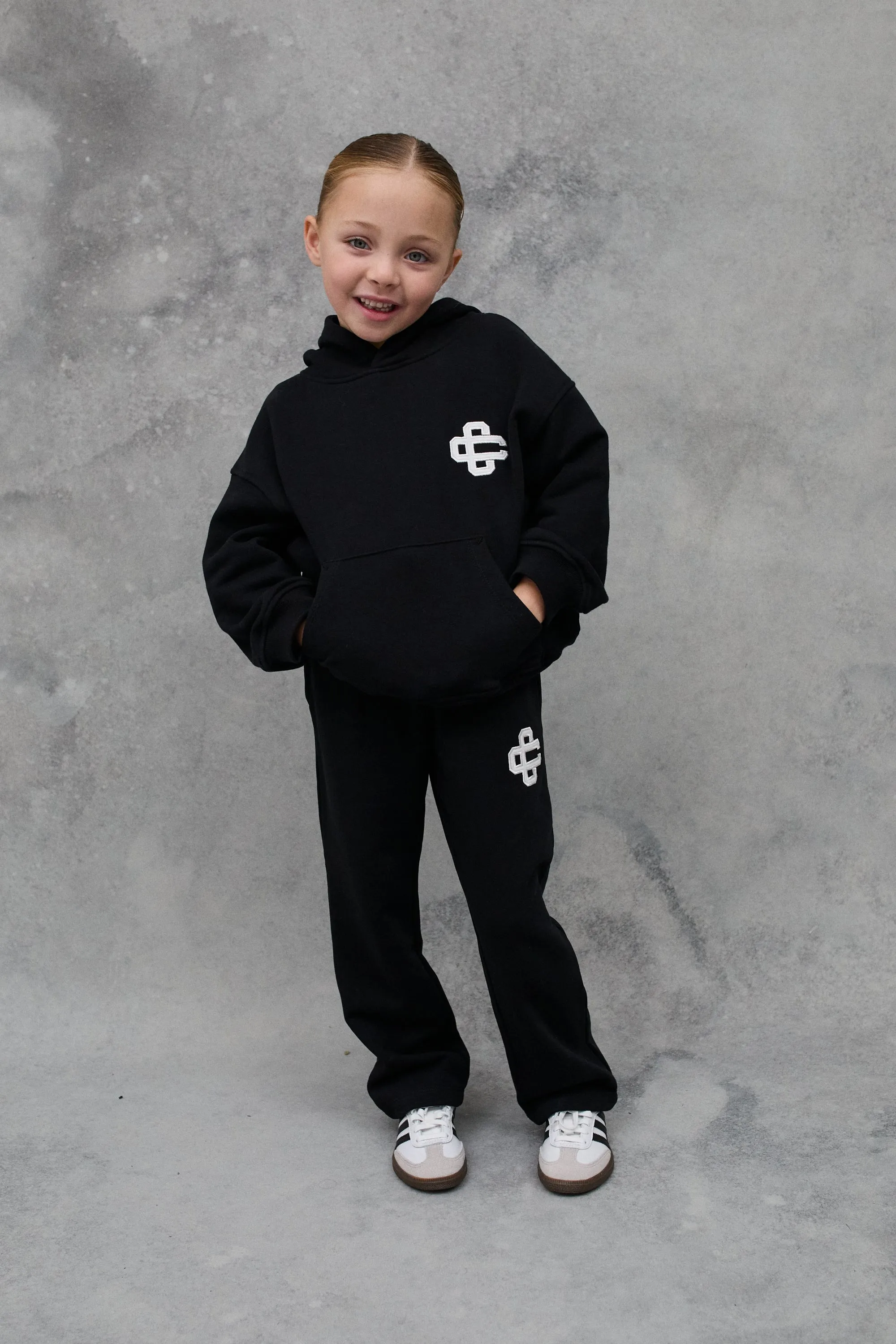 JNR EMBLEM APPLIQUE HOODIE - BLACK