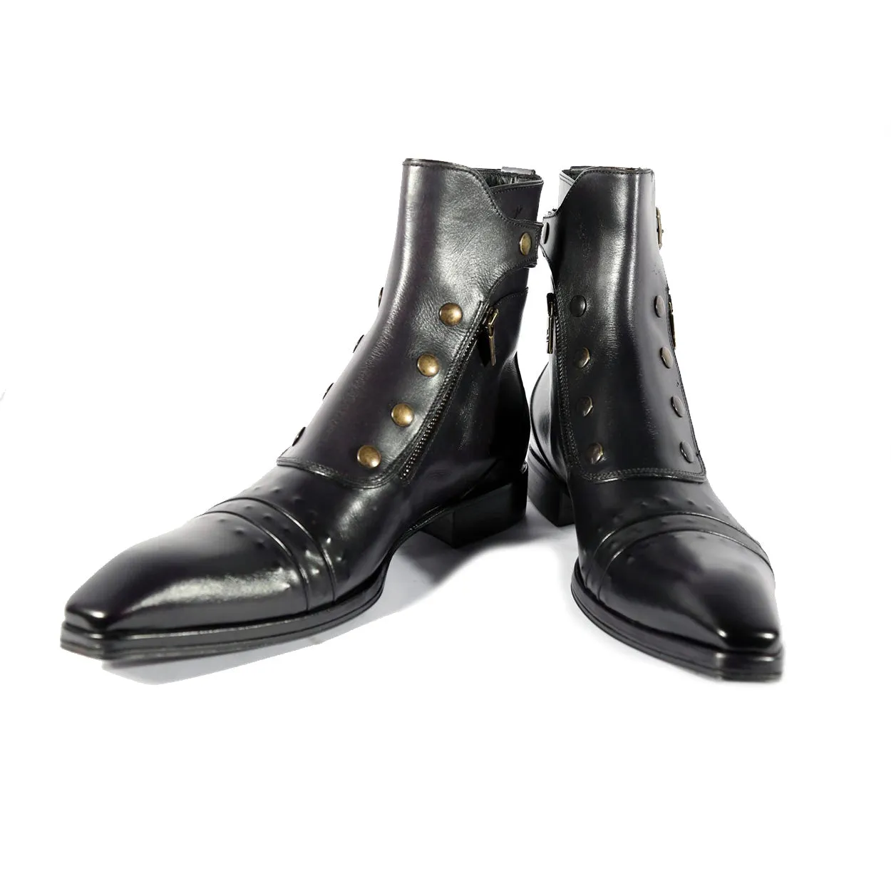 Jo Ghost 3206 Men's Shoes Black Calf-Skin Leather Buckle Boots (JG5318)