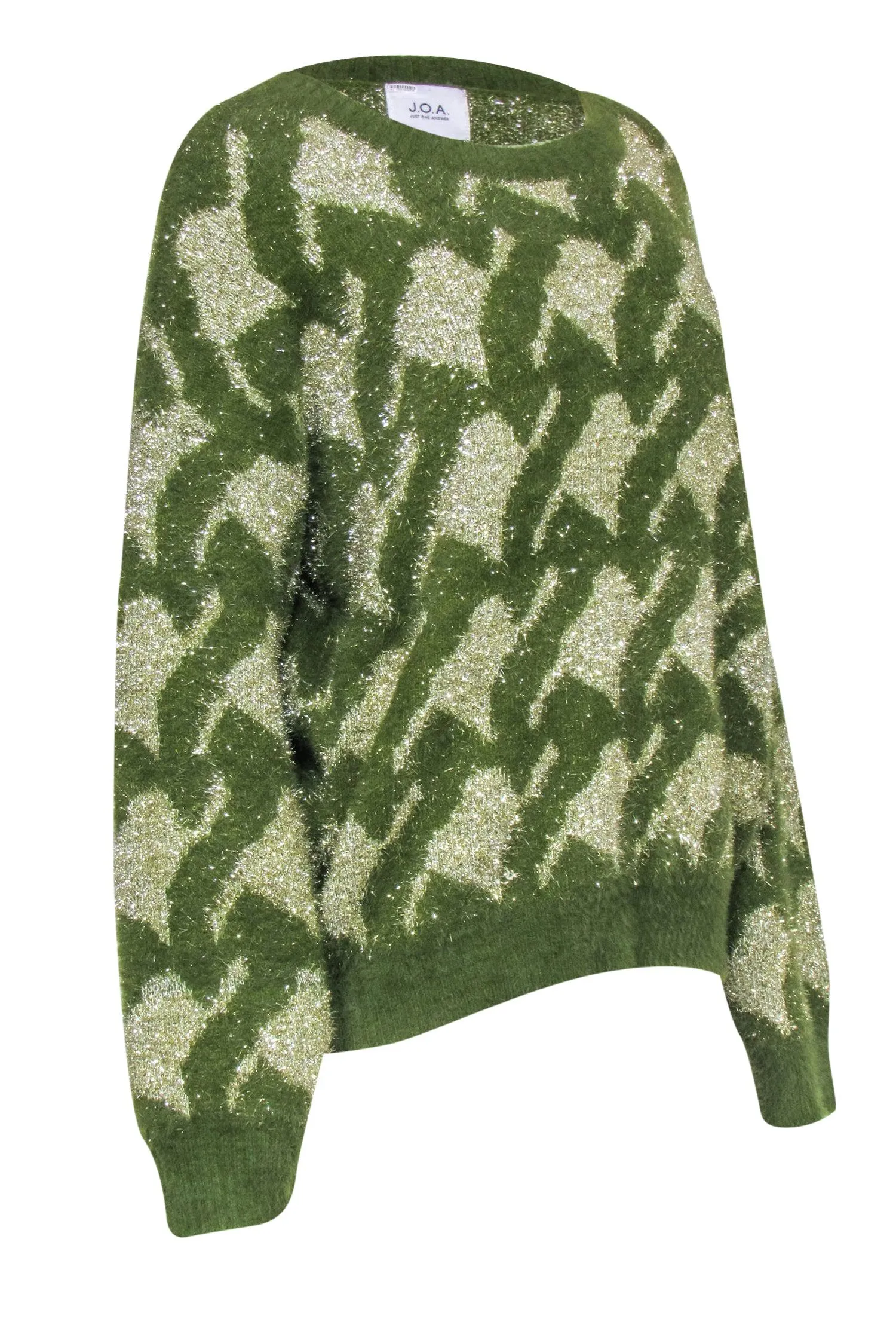 J.O.A. - Green & Gold Metallic Crewneck Sweater