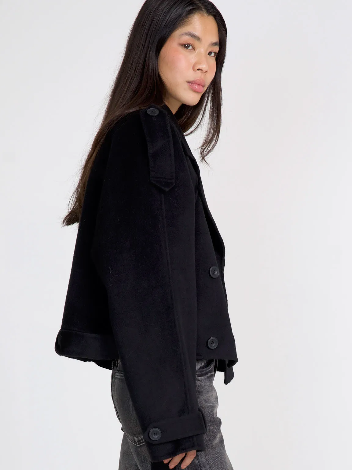 JOHN TRENCH JACKET - WOOL - BLACK