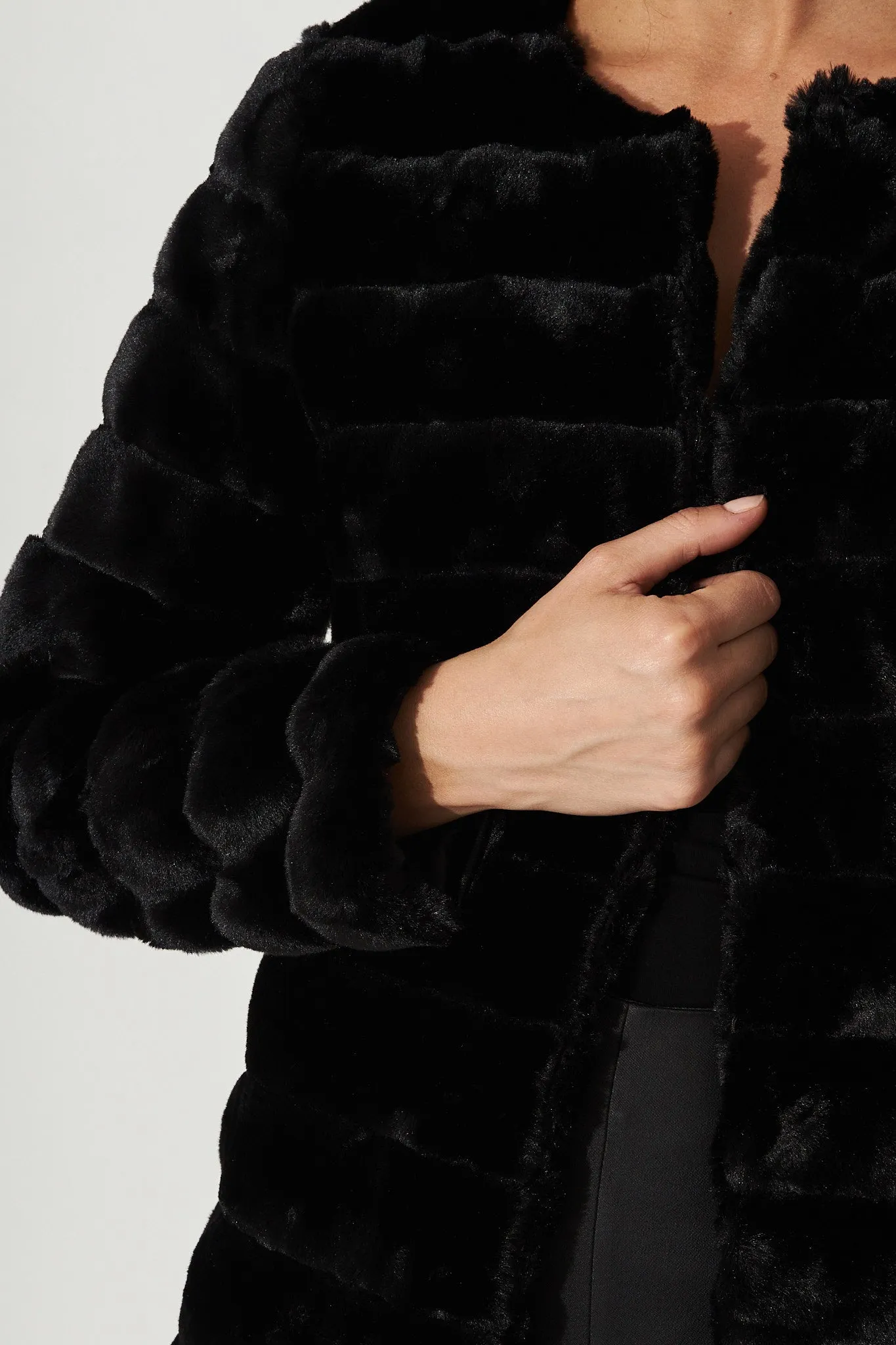 Josette Faux Fur Jacket In Black