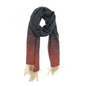 JOY SUSAN CHEVRON STRIPE SCARF NAVY/RUBY