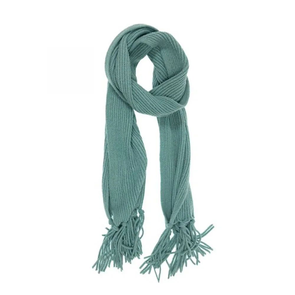 JOY SUSAN RIBBED FRINGE SCARF CYAN