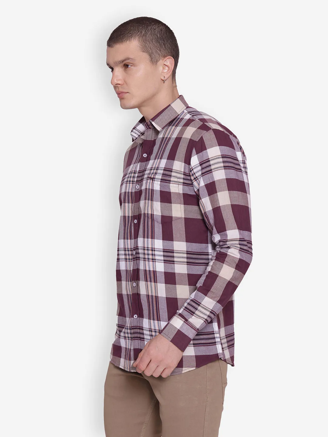 JUMP USA Men Brown & Safari Solid Cotton Casual Shirts