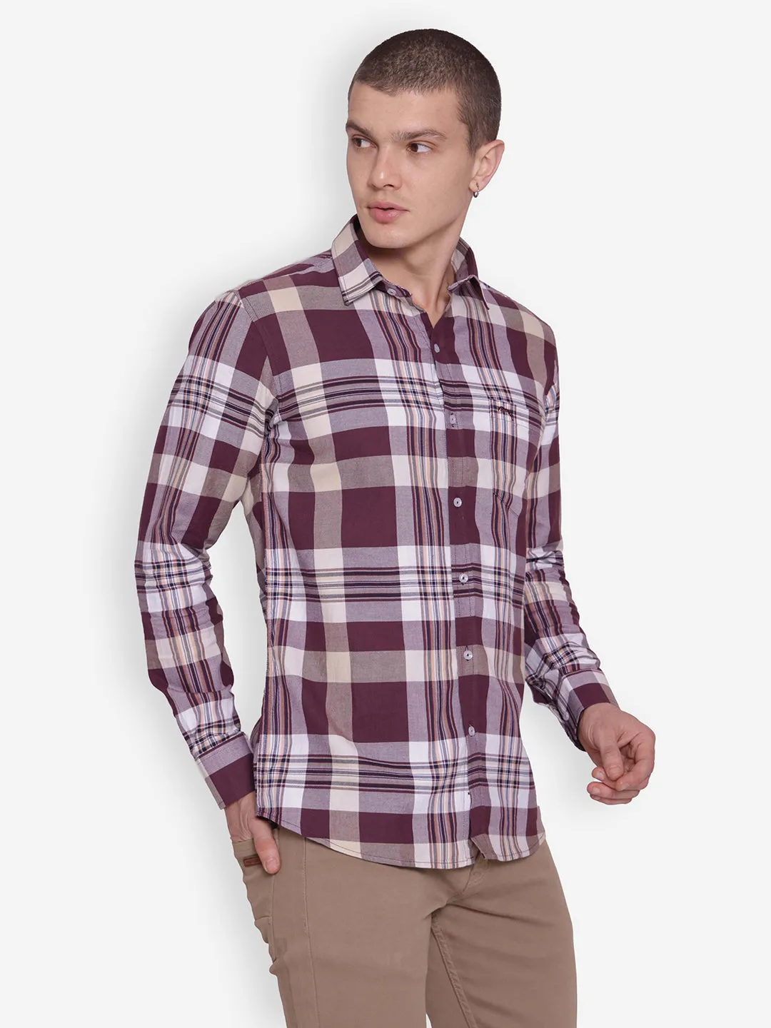 JUMP USA Men Brown & Safari Solid Cotton Casual Shirts