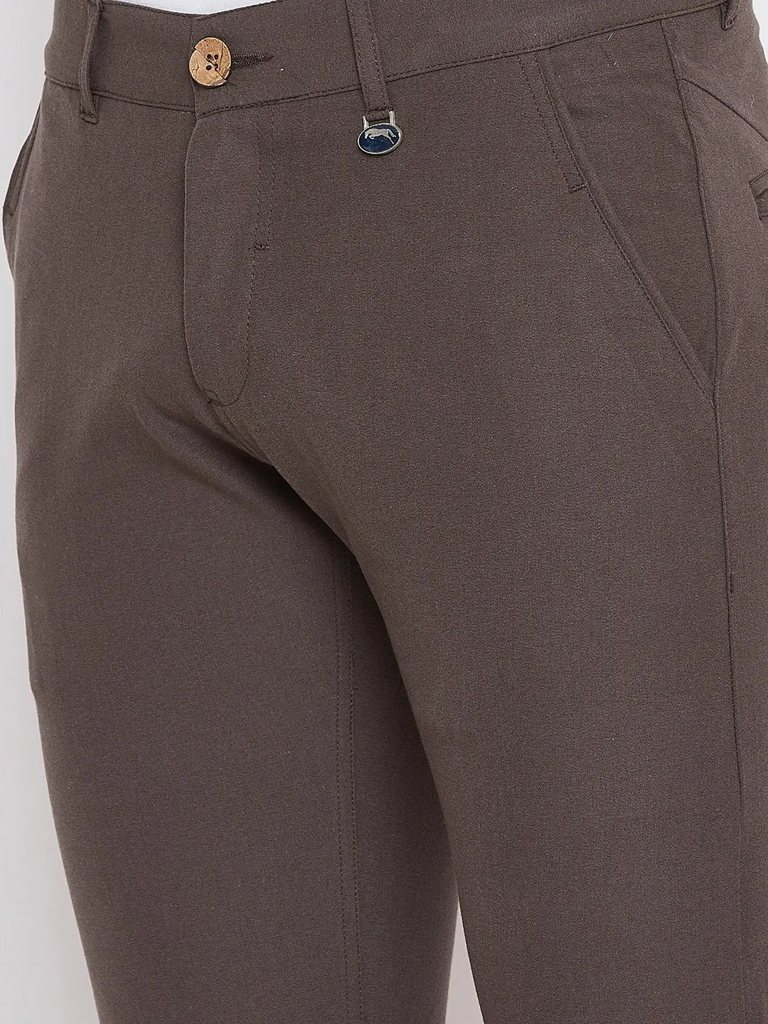 JUMP USA Men Brown Casual Slim Fit Solid Chinos