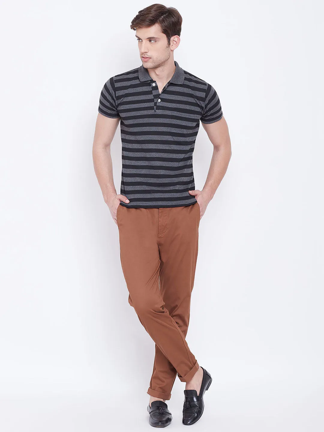 JUMP USA Men Brown Casual Slim Fit Trousers