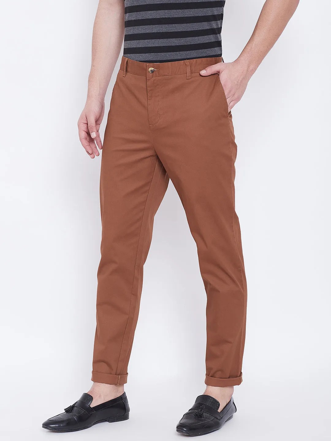 JUMP USA Men Brown Casual Slim Fit Trousers