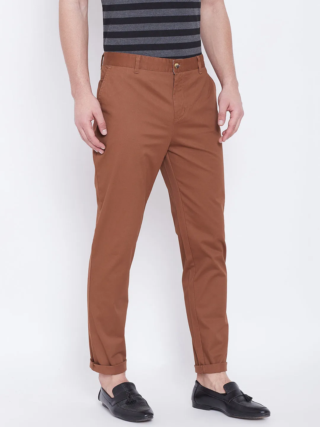 JUMP USA Men Brown Casual Slim Fit Trousers