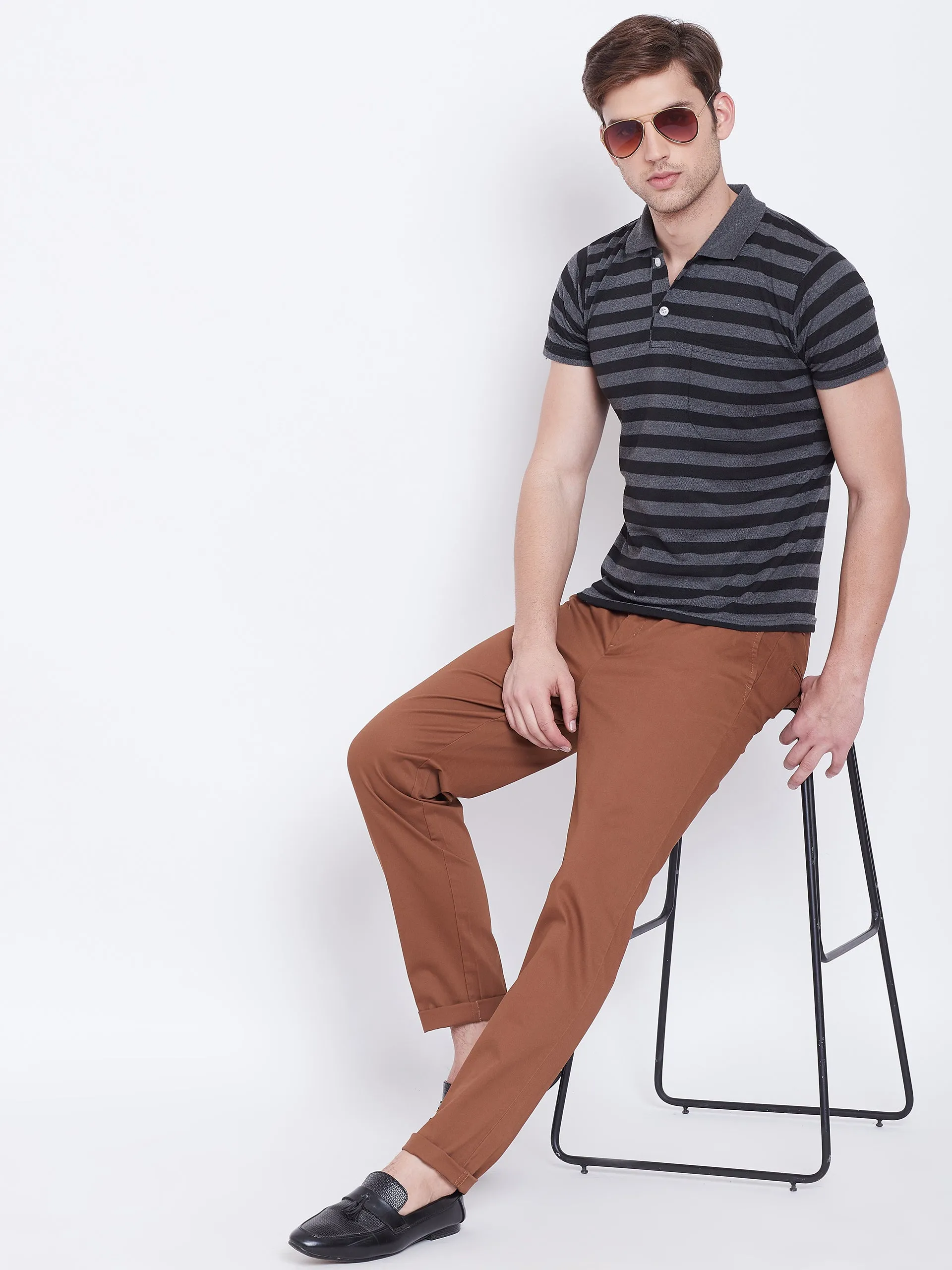 JUMP USA Men Brown Casual Slim Fit Trousers