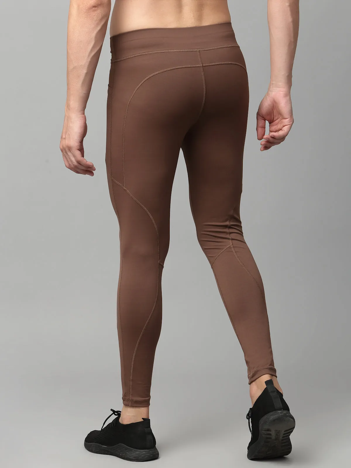 JUMP USA Men Brown Rapid Dry-Fit Antimicrobial Running Tights