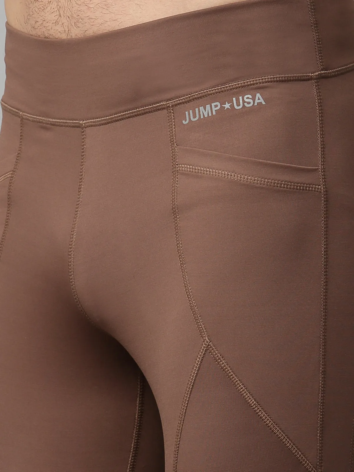 JUMP USA Men Brown Rapid Dry-Fit Antimicrobial Running Tights