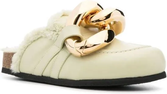JW Anderson leather chain mules Green