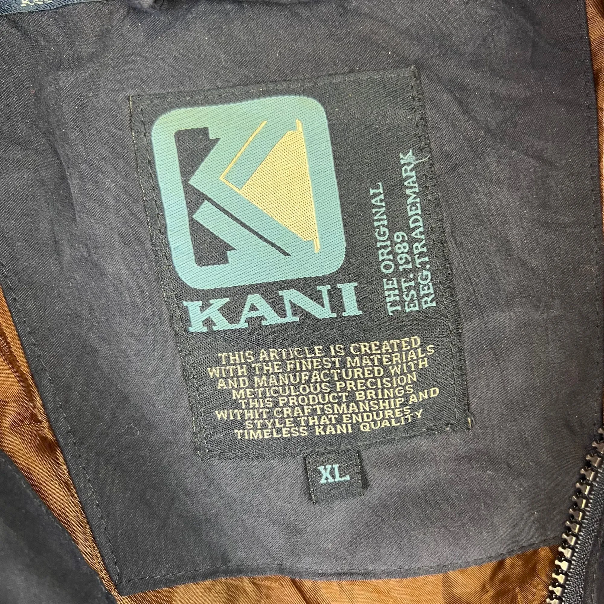 Karl Kani Big Logo Spell Out Hooded Puffer Jacket Navy