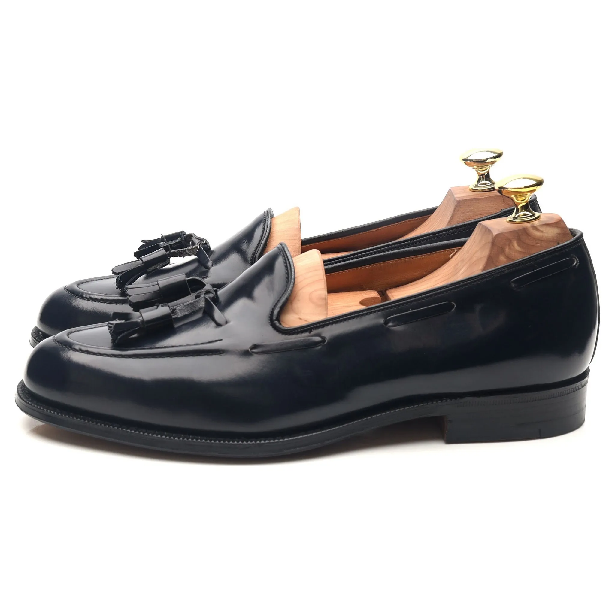 'Keats II' Navy Blue Leather Tassel Loafers UK 7.5 F