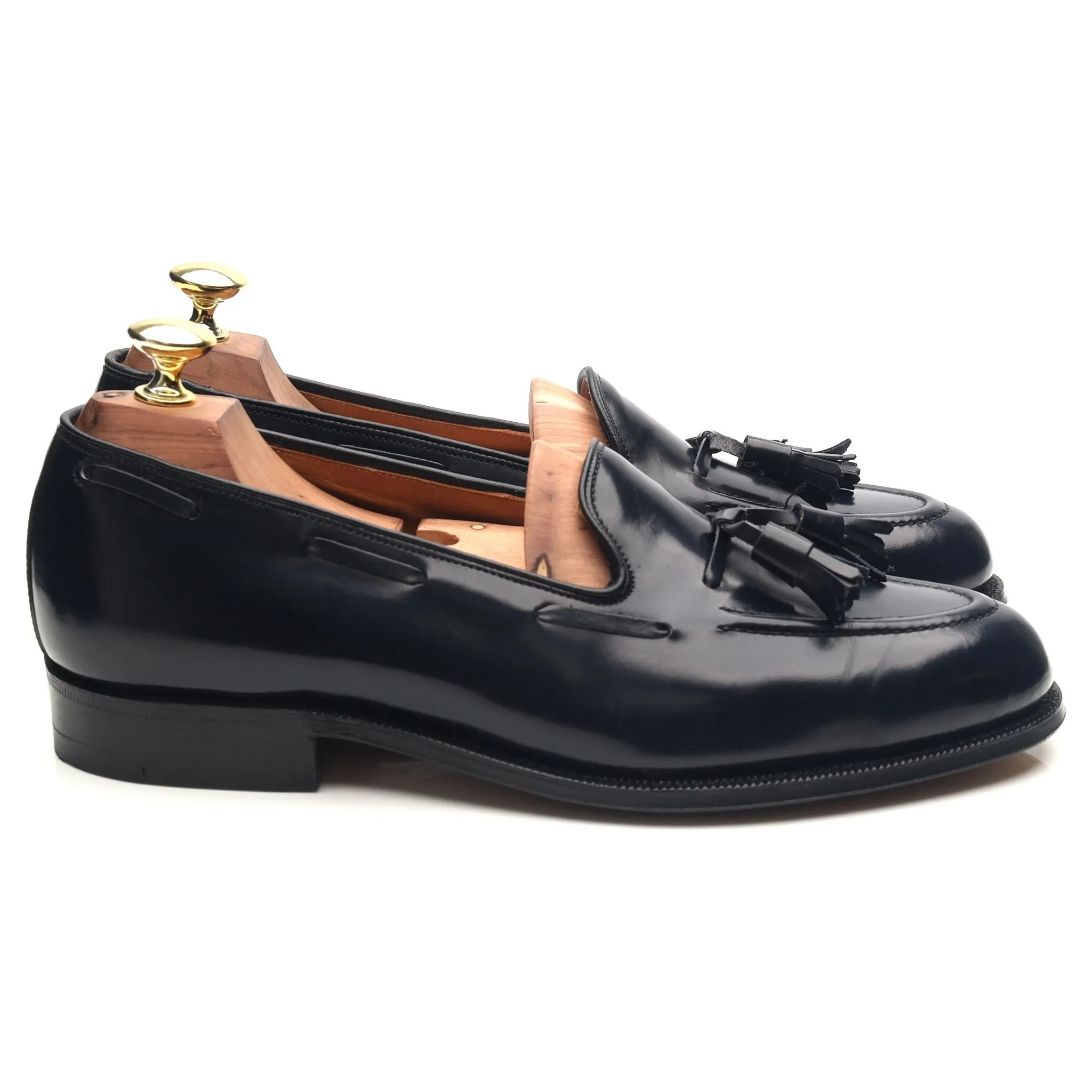 'Keats II' Navy Blue Leather Tassel Loafers UK 7.5 F