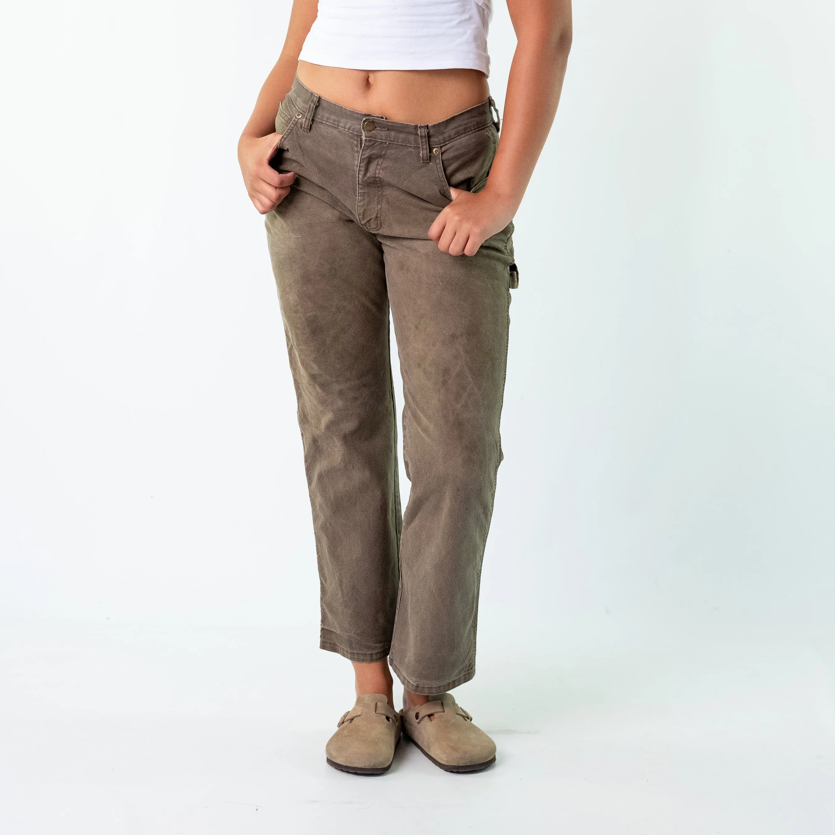 Khaki Green 90s Dickies Woven Cargo Pants Baggy Pants (32x32)