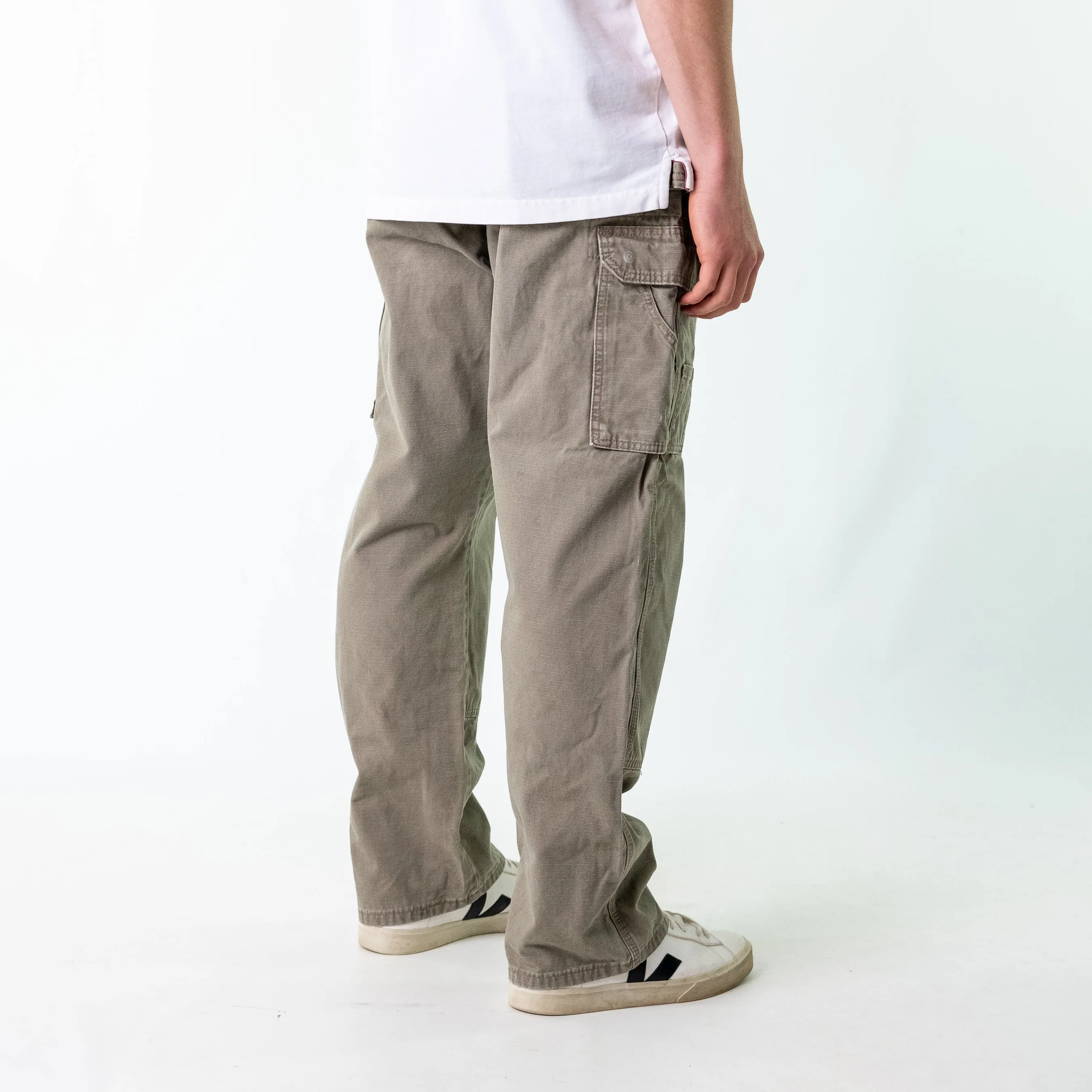 Khaki Green 90s Wrangler Woven Cargo Pants Baggy Pants (36x32)