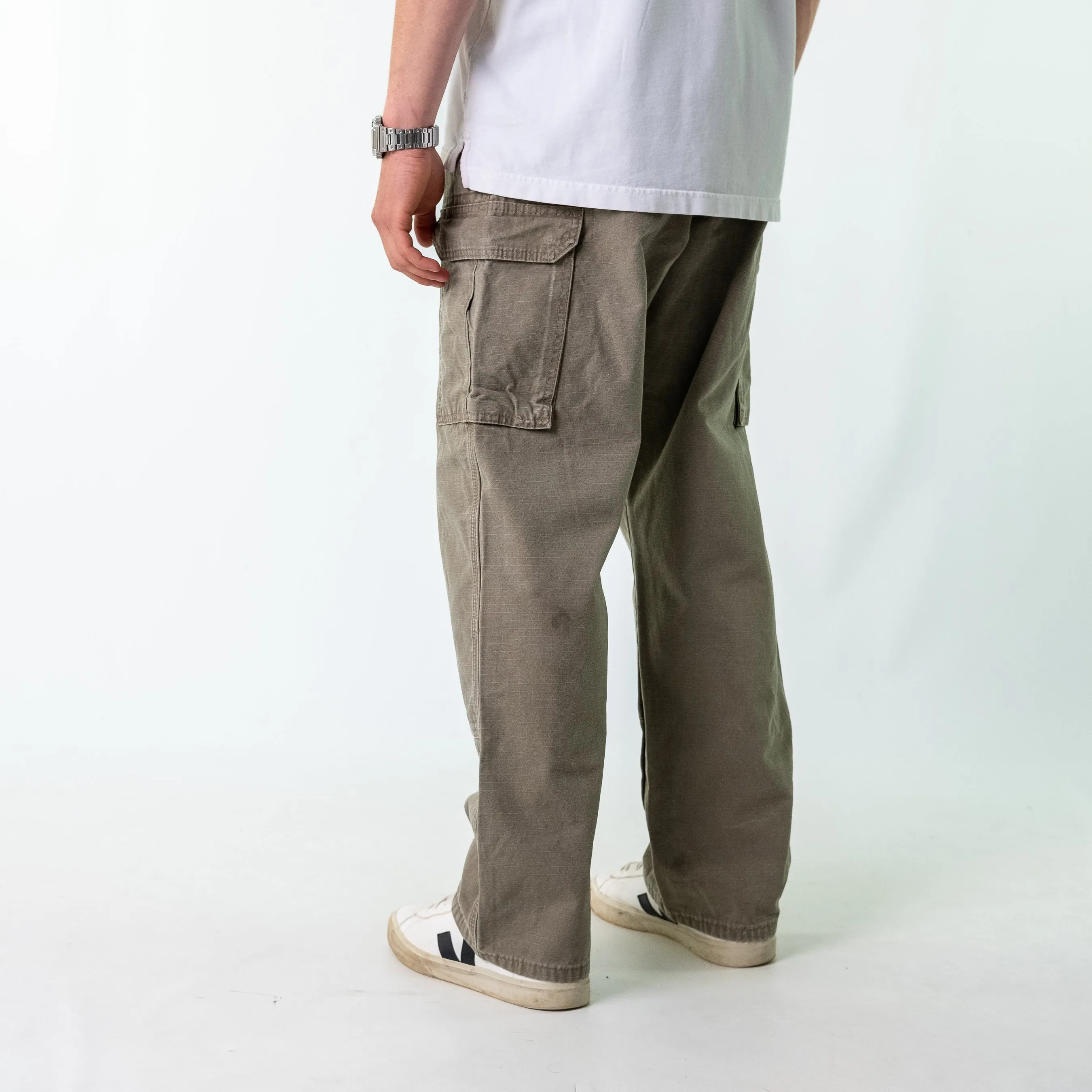 Khaki Green 90s Wrangler Woven Cargo Pants Baggy Pants (36x32)