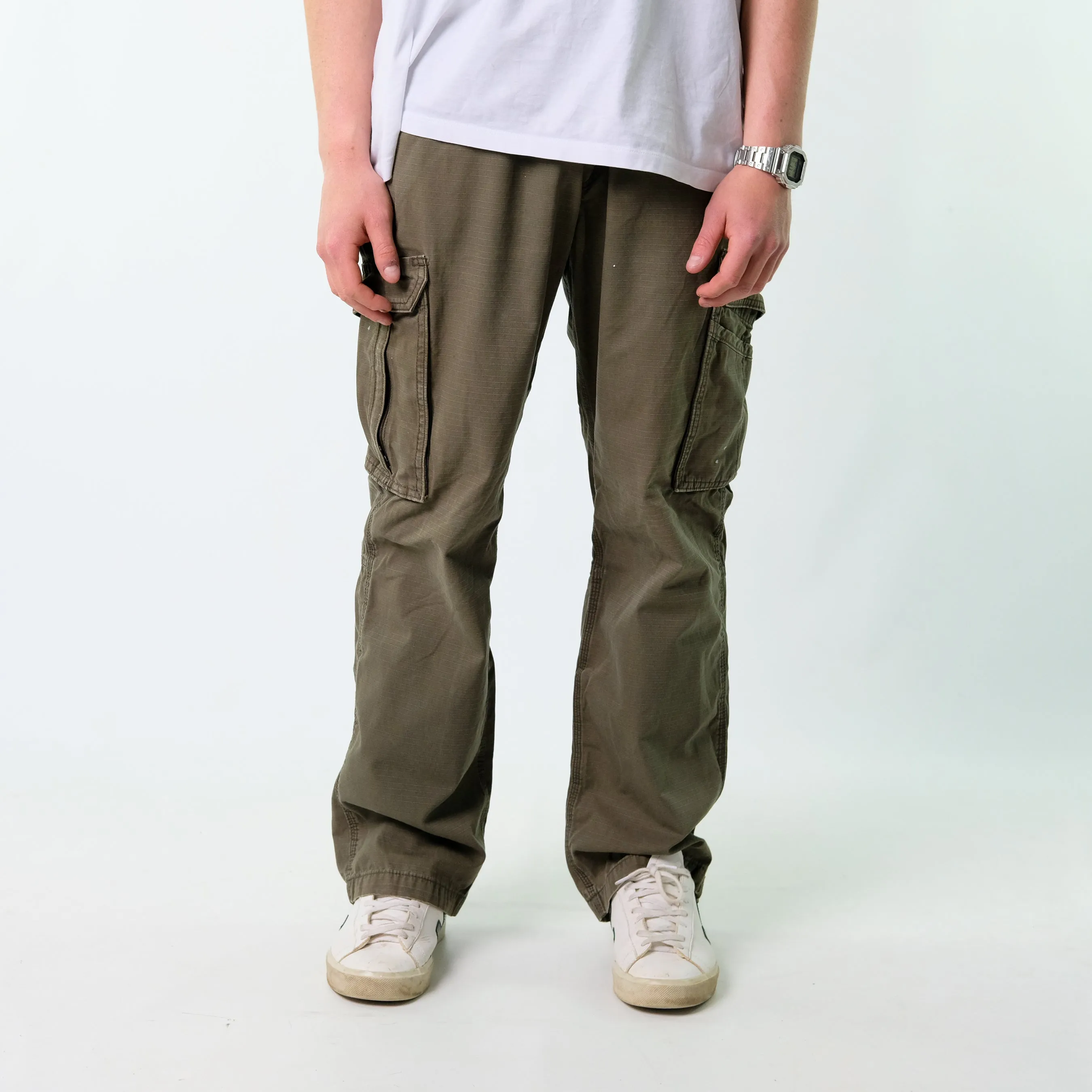 Khaki Green y2ks Carhartt relaxed fit Woven Cargo Pants Baggy Pants (38x32)