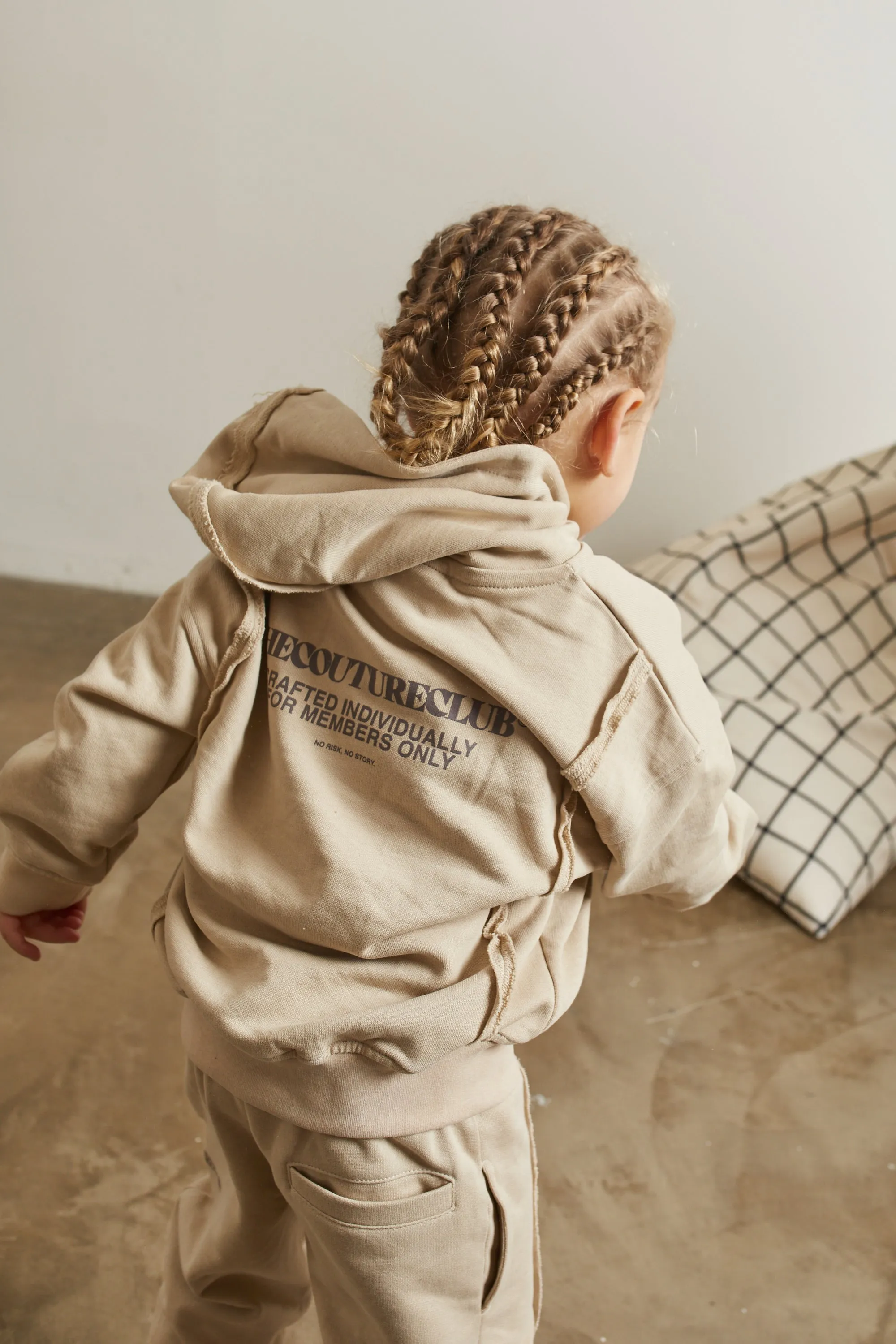 KIDS RAW SEAM MEMBERS ONLY HOODIE - BEIGE