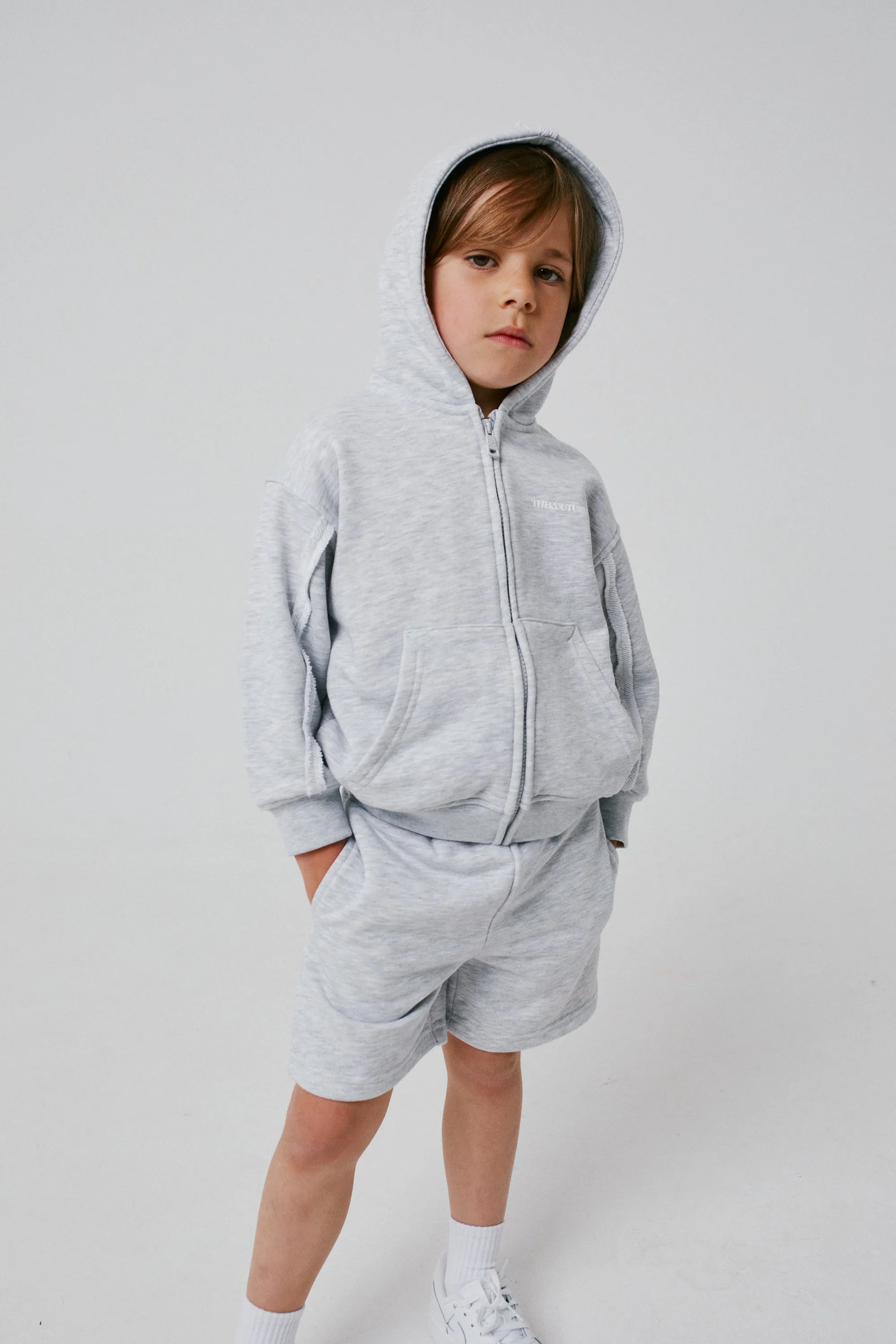 KIDS RAW SEAM MEMBERS ONLY HOODIE - GREY MARL