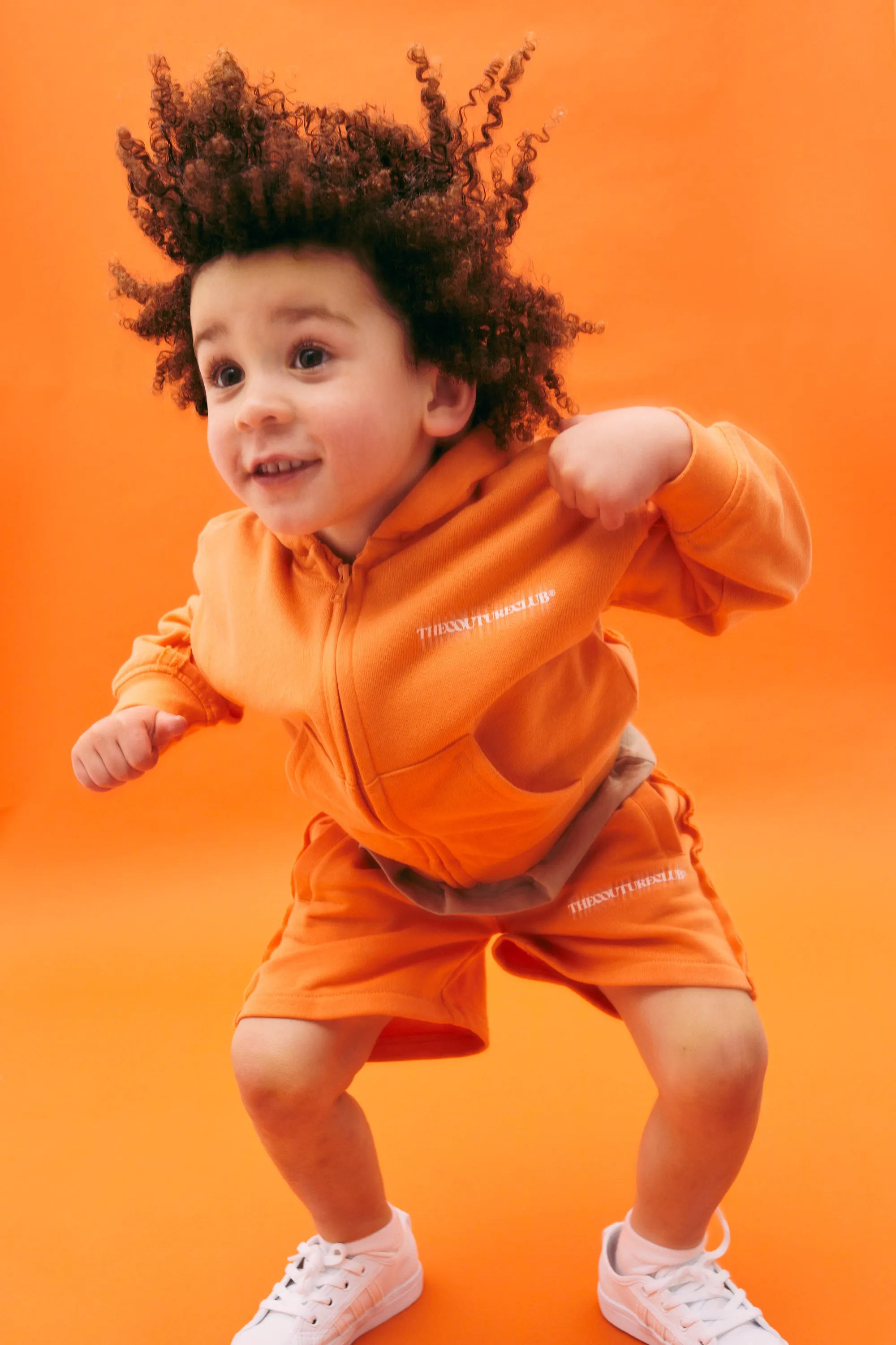 KIDS RAW SEAM ZIP THROUGH HOODIE - ORANGE