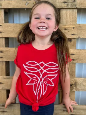 KIDS Red Western Boot Stitch Top