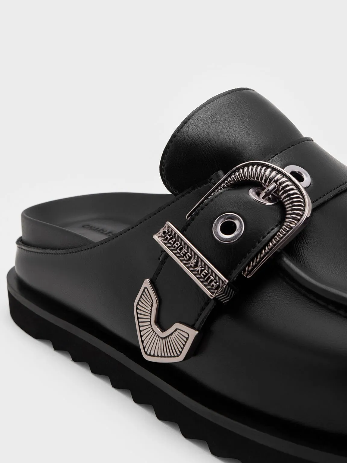 Kirke Buckle-Strap Flatform Mules - Black