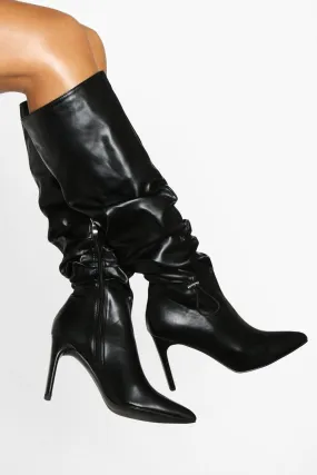Knee High Ruched Stiletto Boots