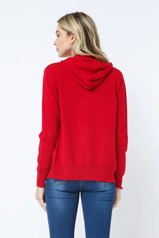 Knit Sweater Zip Up Hoodie