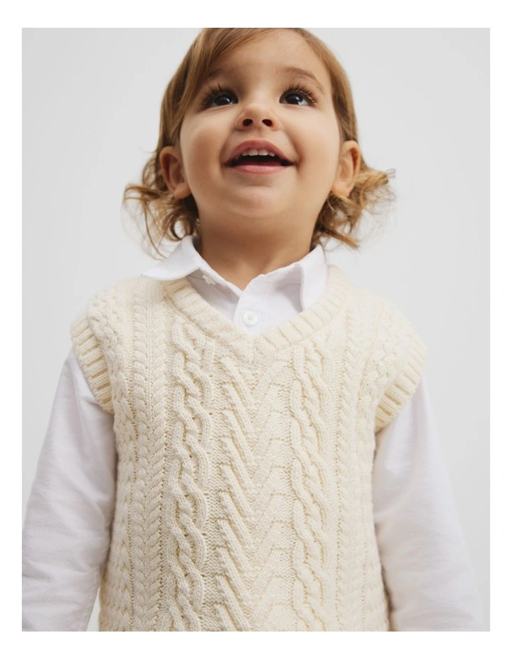 Knit Vest in Ecru