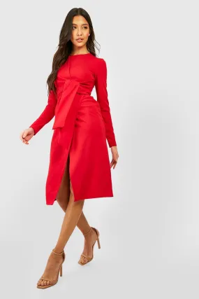 Knot Detail Wrap Midi Dress