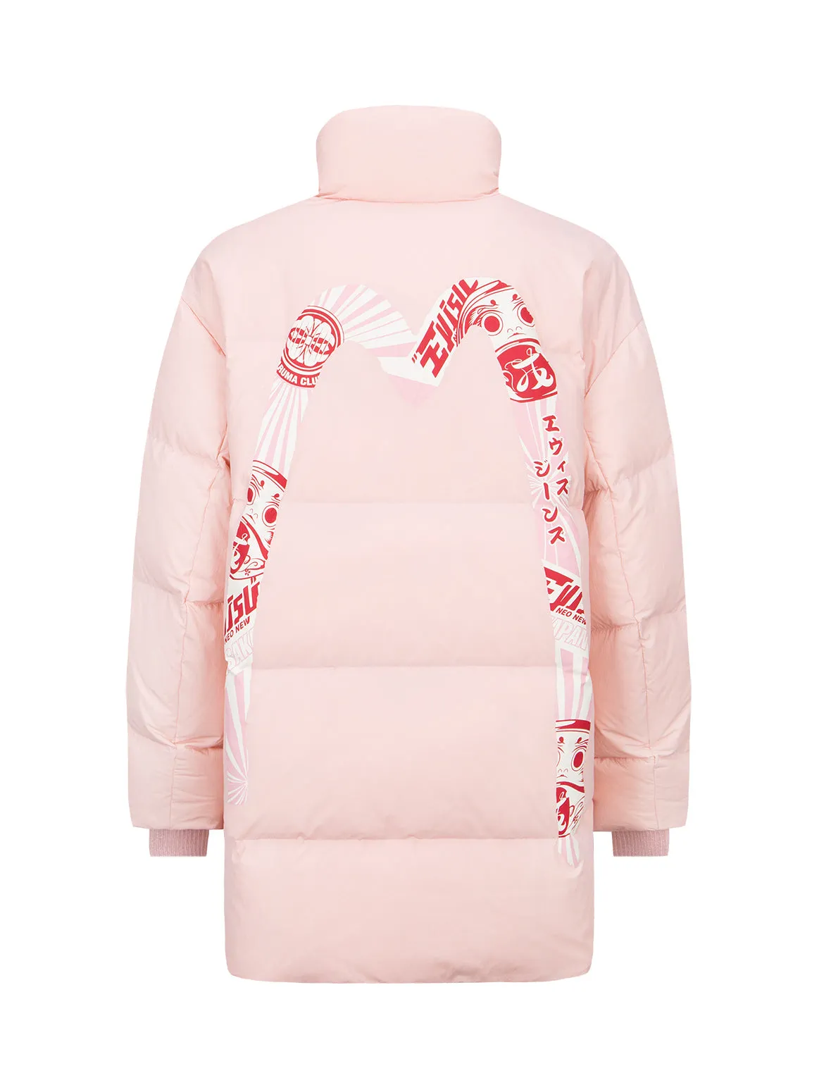 Kokeshi Daruma Daicock Print Down Jacket