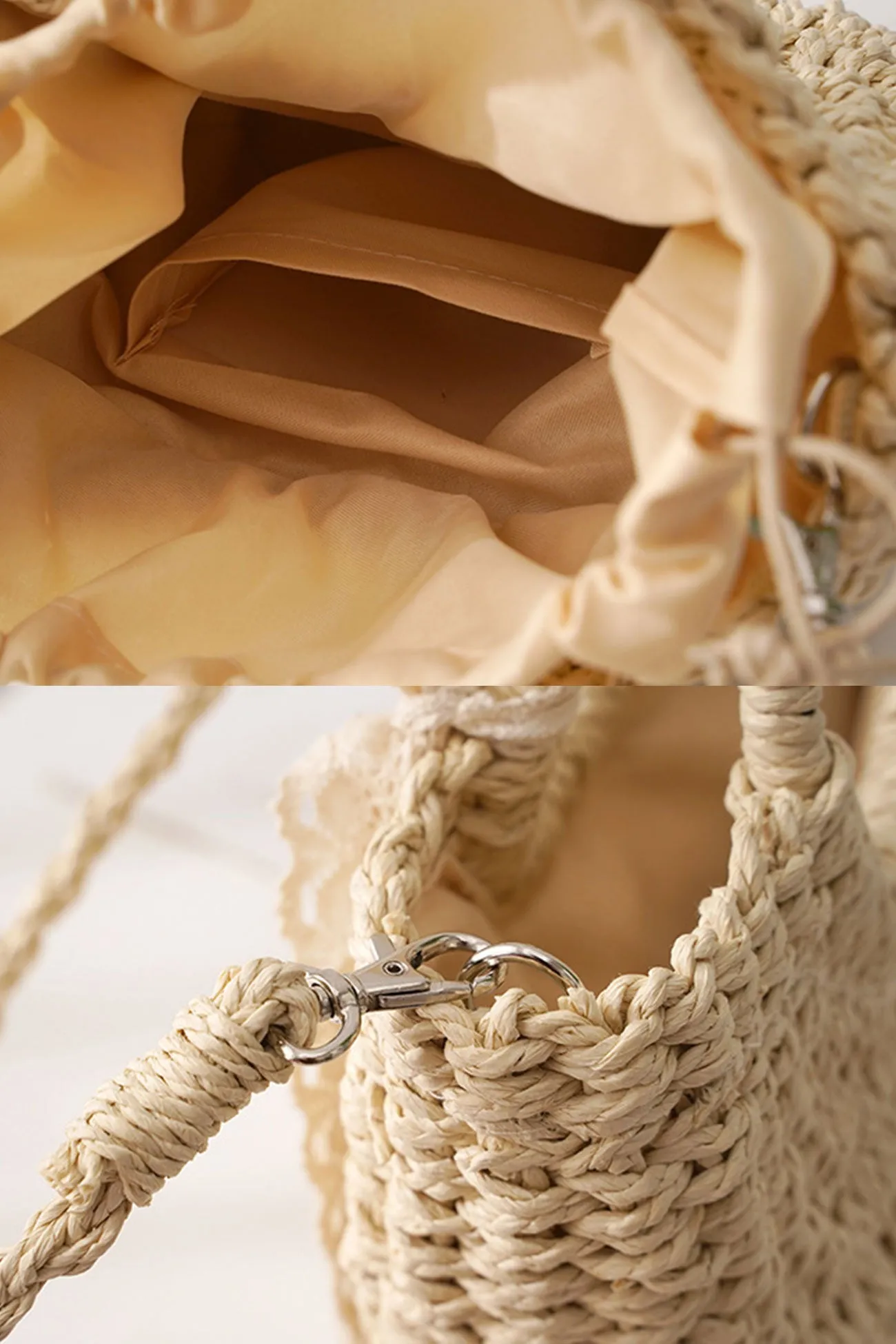 Lace Bow Handmade Straw Bag